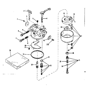 Carburetor Diagram and Parts List for 143526031  Craftsman Engine