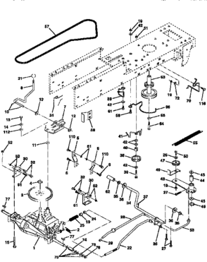 Drive Diagram and Parts List for 917256830  Craftsman Lawn Tractor