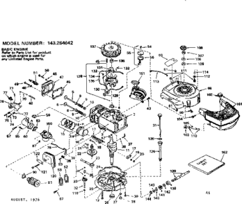 Replacement Parts Diagram and Parts List for 143264642  Craftsman Engine