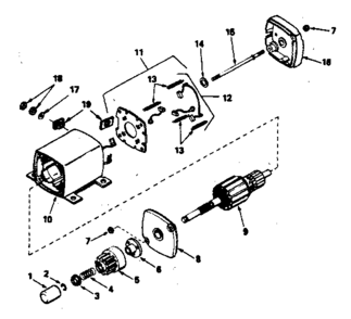 Starter Motor Diagram and Parts List for 143386132  Craftsman Engine