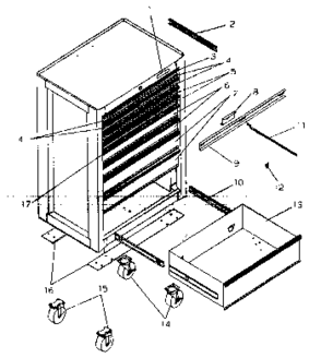 Chest Diagram and Parts List for 706593991  Craftsman Tool Stand & Cart