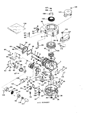 Basic Engine Diagram and Parts List for 143194082  Craftsman Engine