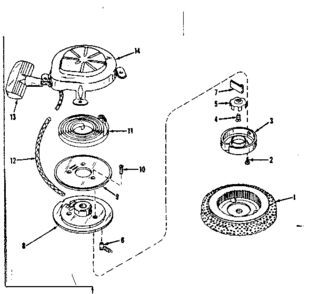 Rewind Starter No. 590358 Diagram and Parts List for 143122022  Craftsman Engine