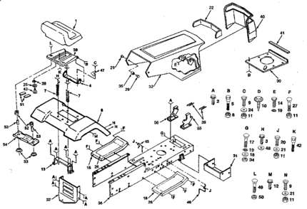 Chassis Diagram and Parts List for 917255520  Craftsman Lawn Tractor