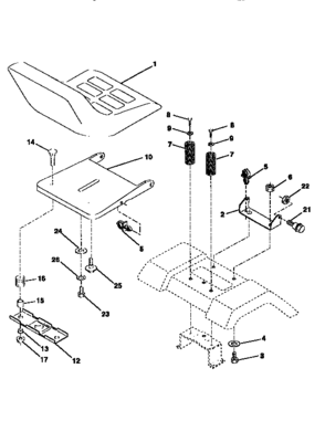 Seat Assembly Diagram and Parts List for 917258103  Craftsman Lawn Tractor