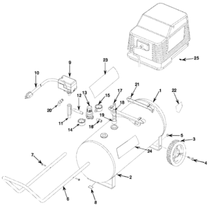 Default Diagram and Parts List for 919-72712 Type 1 Craftsman Compressor