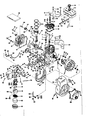 Basic Engine Diagram and Parts List for 143501081  Craftsman Engine