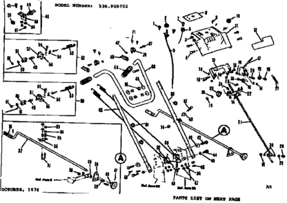 Handle Assembly Diagram and Parts List for 536905702  Craftsman Snow Blower