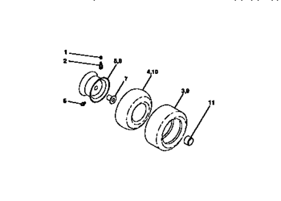 Wheels And Tires Diagram and Parts List for 917270631  Craftsman Lawn Tractor