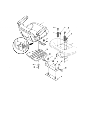 Seat Diagram and Parts List for 917986431  Craftsman Lawn Tractor