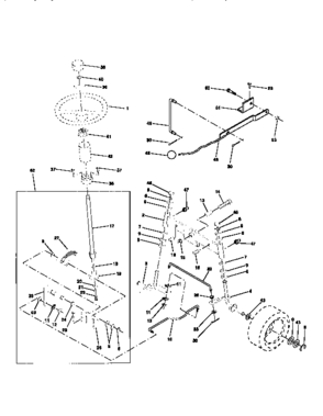 Steering Assembly Diagram and Parts List for 917256590  Craftsman Lawn Tractor