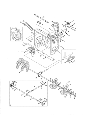 Auger/spiral/gearbox Diagram and Parts List for 247883940  Craftsman Snow Blower