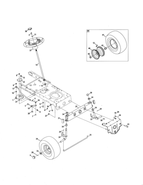 Steering/wheel Diagram and Parts List for 247289050  Craftsman Lawn Tractor