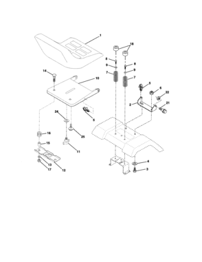 Seat Assembly Diagram and Parts List for 917272247  Craftsman Lawn Tractor
