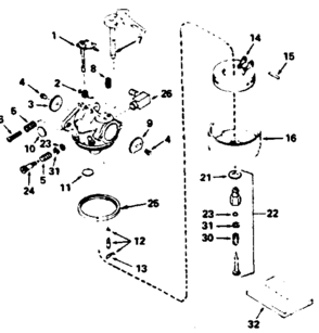 Carburetor 632107 Diagram and Parts List for 143784022  Craftsman Engine