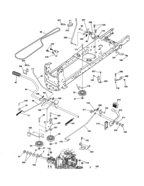 Drive Diagram and Parts List for 917990360  Craftsman Lawn Tractor