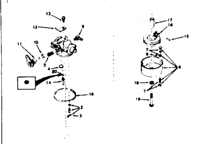 Carburetor Diagram and Parts List for 143204062  Craftsman Engine