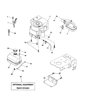 Engine Diagram and Parts List for 917277422  Craftsman Lawn Tractor