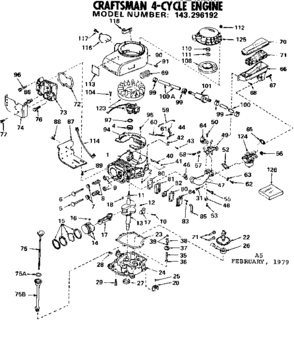 Replacement Parts Diagram and Parts List for 143296192  Craftsman Engine