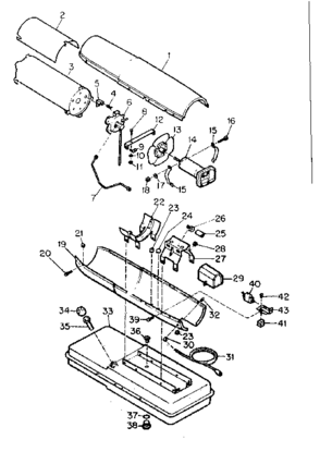 Fuel Tank And Upper Shell Assembly Diagram and Parts List for 40414  Craftsman Heater