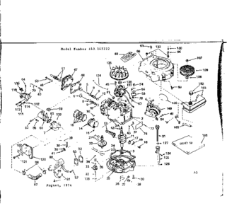Replacement Parts Diagram and Parts List for 143245122  Craftsman Engine