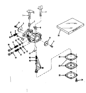 Carburetor Diagram and Parts List for 143131042  Craftsman Engine