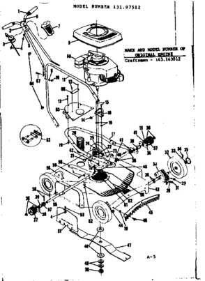 Replacement Parts Diagram and Parts List for 13197512  Craftsman Lawn Mower