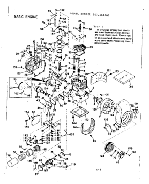 Basic Engine Diagram and Parts List for 143566162  Craftsman Engine