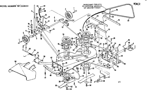 Mower Diagram and Parts List for 917250830-1977  Craftsman Lawn Tractor