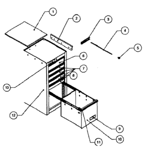 Part Location Diagram of 1007474-DB5 Craftsman Tool chest actuator bracket