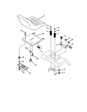 Seat Assembly Diagram and Parts List for 917271064  Craftsman Lawn Tractor