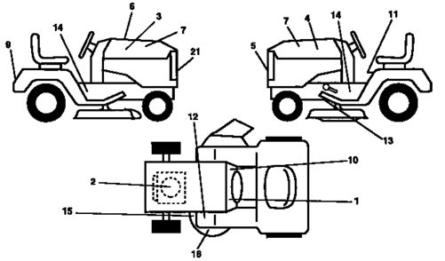Decals Diagram and Parts List for 917257630  Craftsman Lawn Tractor