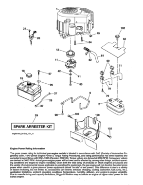Engine Diagram and Parts List for 917991450  Craftsman Lawn Tractor