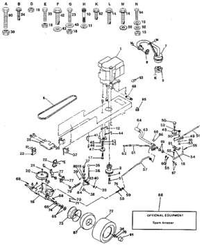 Drive Diagram and Parts List for 917257470  Craftsman Lawn Tractor