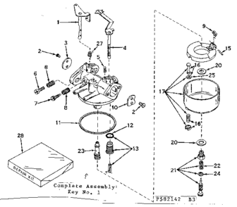 Carburetor No. 631251a Diagram and Parts List for 143582142  Craftsman Engine