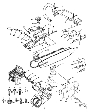 Fuel Tank Clutch & Cutting Diagram and Parts List for 917353722  Craftsman Chainsaw
