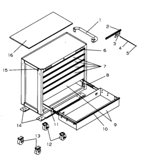 Roll Away Chest Diagram and Parts List for 706593871  Craftsman Tool Stand & Cart