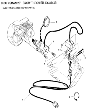 Electric Starter Diagram and Parts List for 536884331  Craftsman Snow Blower