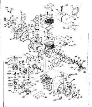 Basic Engine Diagram and Parts List for 143582032  Craftsman Engine