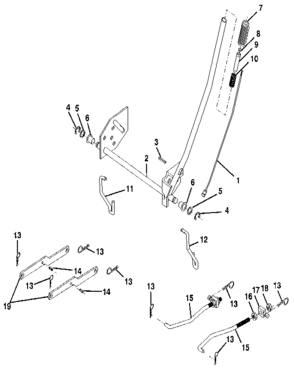 Lift Assembly Diagram and Parts List for 917255575  Craftsman Lawn Tractor