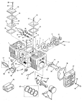 Cylinder Block Diagram and Parts List for 73910896B  Craftsman Engine