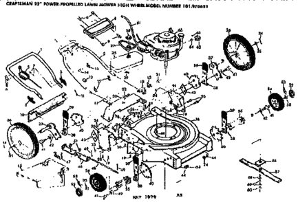 Mower Deck Diagram and Parts List for 131973651  Craftsman Lawn Mower