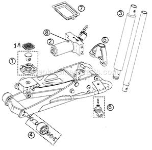 Floor Jack Diagram and Parts List for 21450244  Craftsman Jack