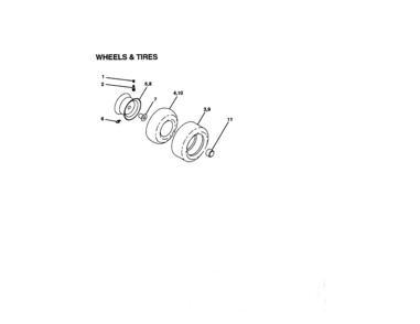 Wheels And Tires Diagram and Parts List for 917270731  Craftsman Lawn Tractor