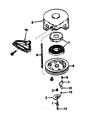 Rewind Starter Diagram and Parts List for 143760442  Craftsman Engine