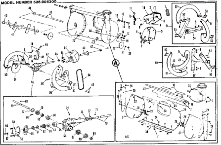 Auger Housing Assembly Diagram and Parts List for 536906200  Craftsman Snow Blower
