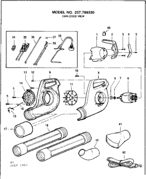 Replacement Parts Diagram and Parts List for 257799330  Craftsman Snow Blower