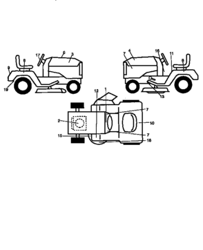 Decals Diagram and Parts List for 917270621  Craftsman Lawn Tractor