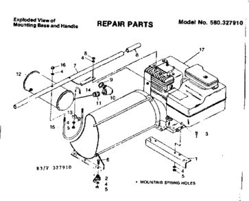 Mounting Base And Handle Diagram and Parts List for 580327910  Craftsman Engine