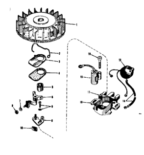 Magneto. (phelon F-3220-g) Diagram and Parts List for 14340350  Craftsman Engine
